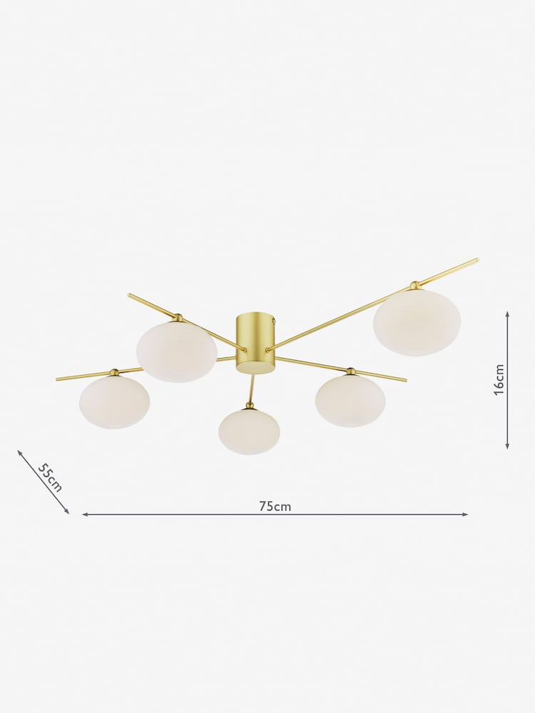 Dar Lighting Gold Jasper 5 Light Semi Flush Ceiling Light - Image 4 of 4