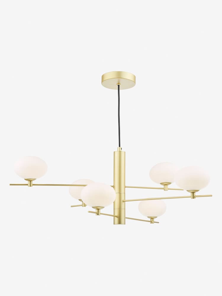 Dar Lighting Gold Jasper 6 Light Pendant Ceiling Light - Image 2 of 5
