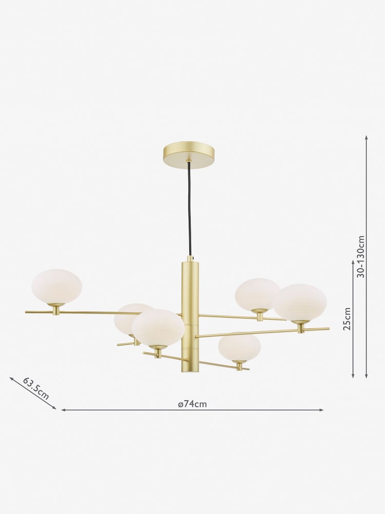 Dar Lighting Gold Jasper 6 Light Pendant Ceiling Light - Image 5 of 5