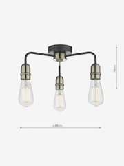 Dar Lighting Black Kiefer 3 Light Flush Ceiling Light - Image 2 of 5