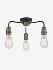 Dar Lighting Black Kiefer 3 Light Flush Ceiling Light - Image 3 of 5