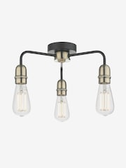 Dar Lighting Black Kiefer 3 Light Flush Ceiling Light - Image 4 of 5