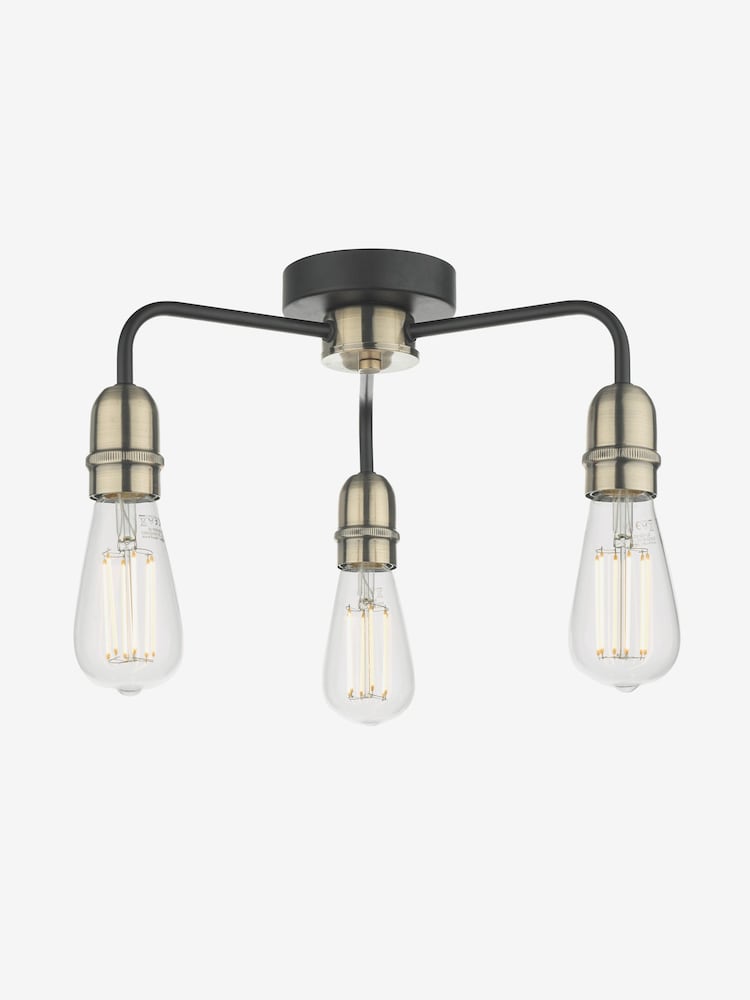 Dar Lighting Black Kiefer 3 Light Flush Ceiling Light - Image 2 of 4 Dar Lighting Black Kiefer 3 Light Flush Ceiling Light - Image 2 of 4