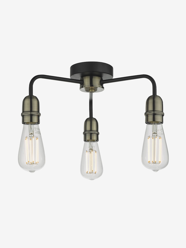 Dar Lighting Black Kiefer 3 Light Flush Ceiling Light - Image 4 of 4 Dar Lighting Black Kiefer 3 Light Flush Ceiling Light - Image 4 of 4