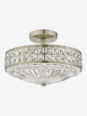 Dar Lighting Brass Olona 3L Light Semi Flush Ceiling Light - Image 1 of 4