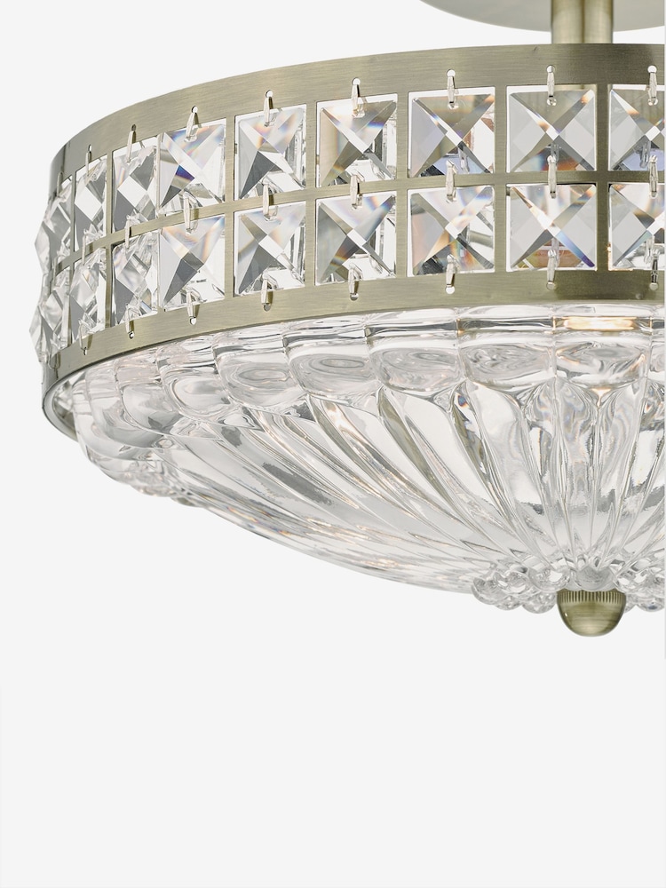 Dar Lighting Brass Olona 3L Light Semi Flush Ceiling Light - Image 2 of 4