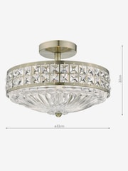 Dar Lighting Brass Olona 3L Light Semi Flush Ceiling Light - Image 4 of 4