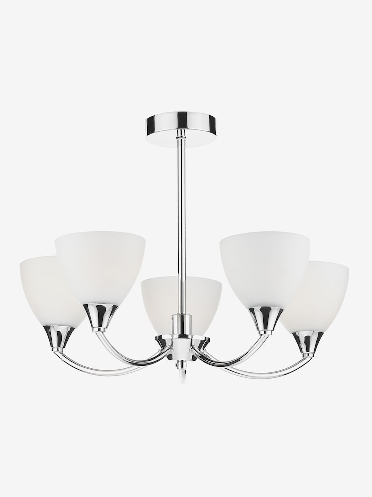 Dar Lighting Chrome Watson 5 Light Semi Flush Ceiling Light - Image 1 of 4 Dar Lighting Chrome Watson 5 Light Semi Flush Ceiling Light - Image 1 of 4