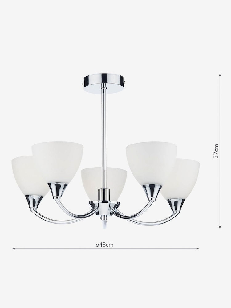 Dar Lighting Chrome Watson 5 Light Semi Flush Ceiling Light - Image 4 of 4 Dar Lighting Chrome Watson 5 Light Semi Flush Ceiling Light - Image 4 of 4