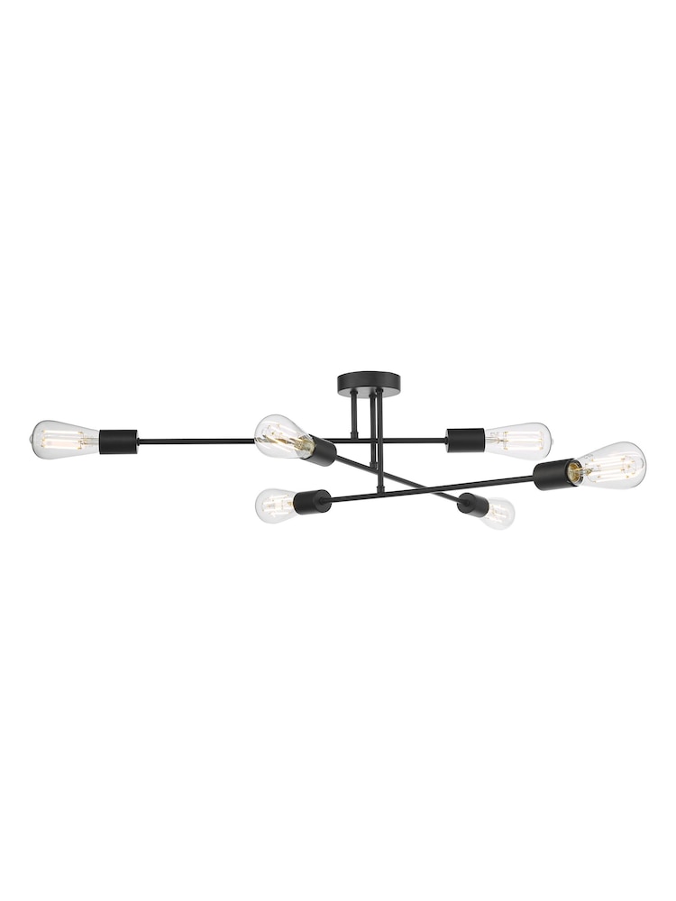Dar Lighting Black Neve 6 Light Flush Ceiling Light - Image 1 of 2
