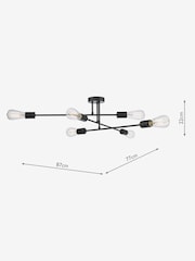 Dar Lighting Black Neve 6 Light Flush Ceiling Light - Image 2 of 2