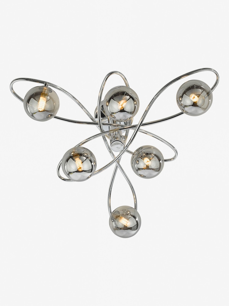 Dar Lighting Chrome Lysandra 6 Light Semi-Flush Ceiling Light - Image 2 of 4
