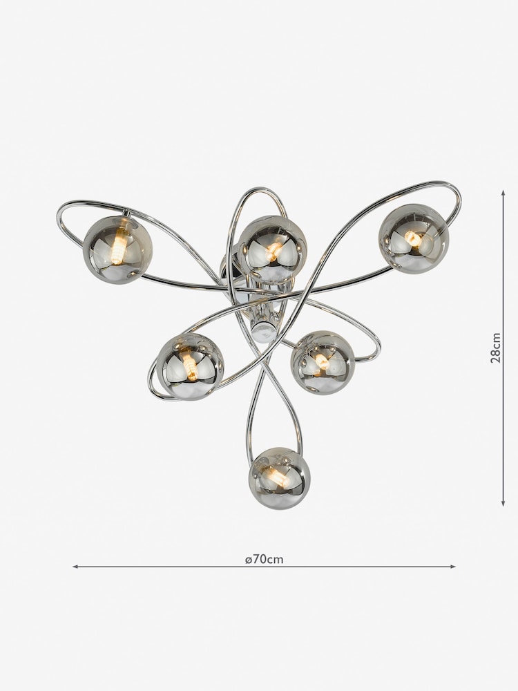 Dar Lighting Chrome Lysandra 6 Light Semi-Flush Ceiling Light - Image 4 of 4