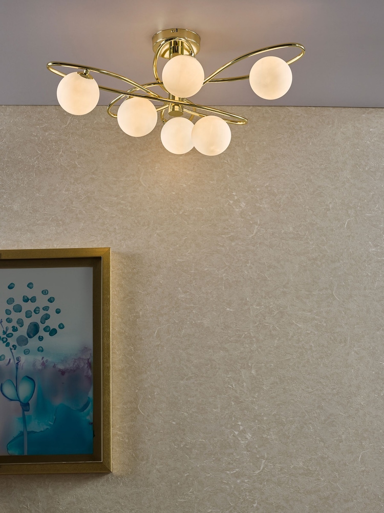 Dar Lighting Gold Lysandra 6 Light Semi-Flush Ceiling Light - Image 1 of 5