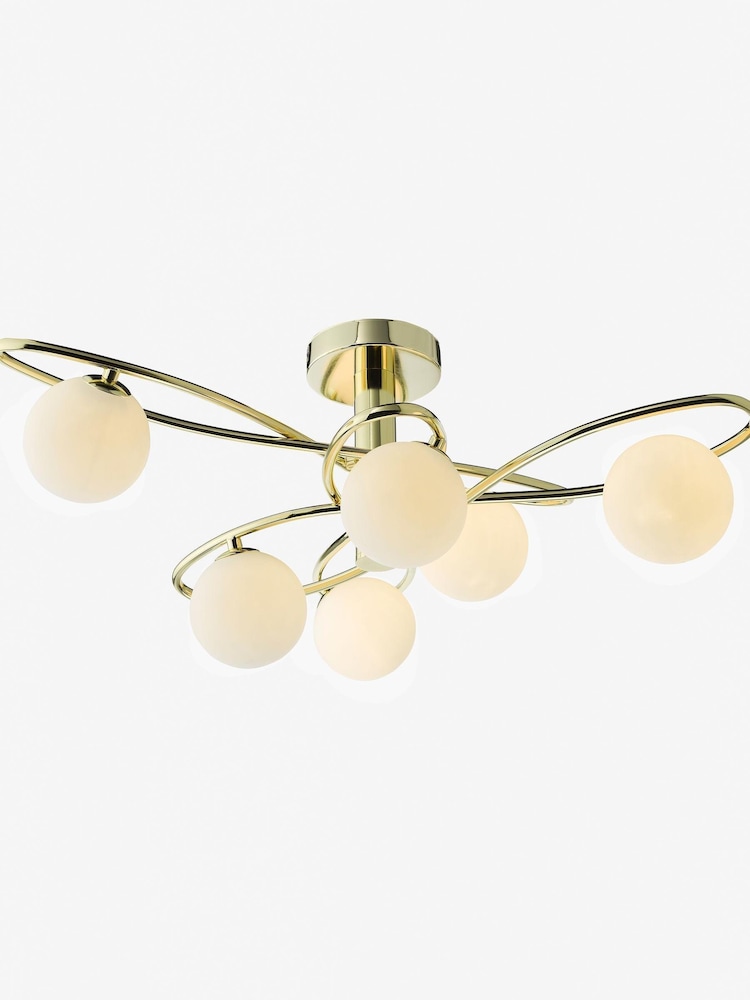 Dar Lighting Gold Lysandra 6 Light Semi-Flush Ceiling Light - Image 2 of 5