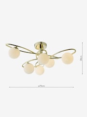Dar Lighting Gold Lysandra 6 Light Semi-Flush Ceiling Light - Image 5 of 5