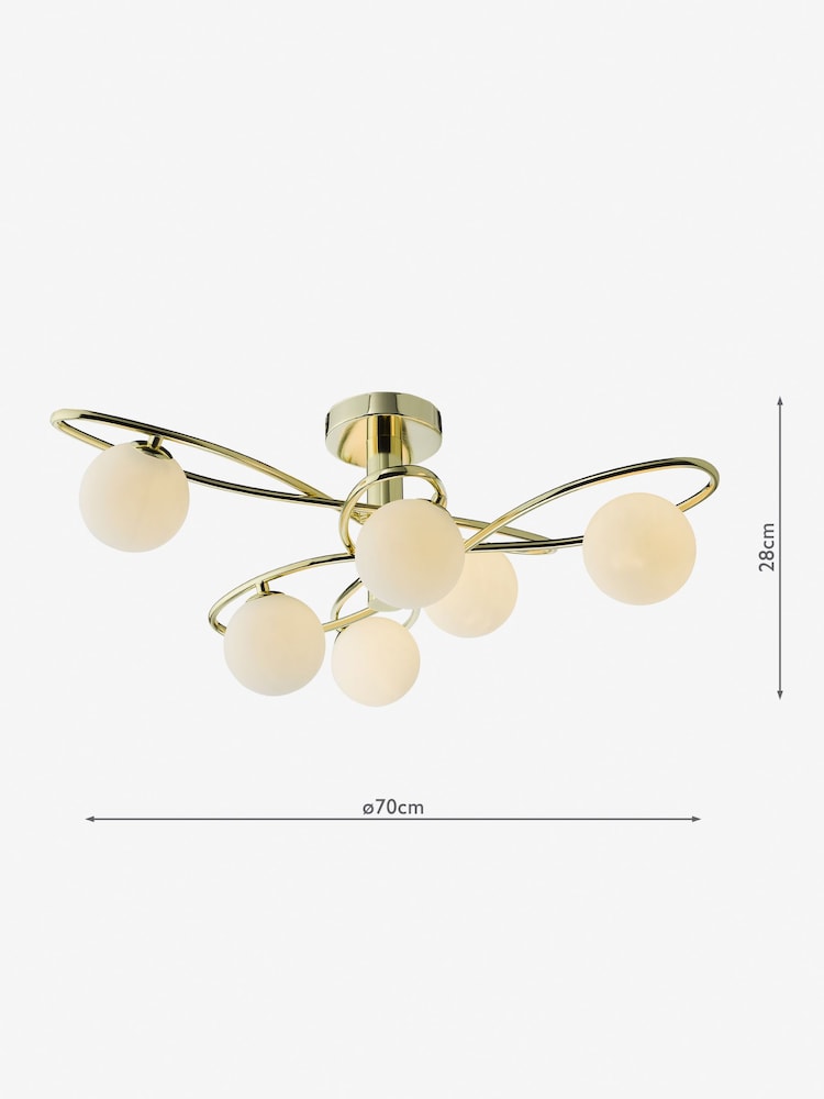 Dar Lighting Gold Lysandra 6 Light Semi-Flush Ceiling Light - Image 5 of 5