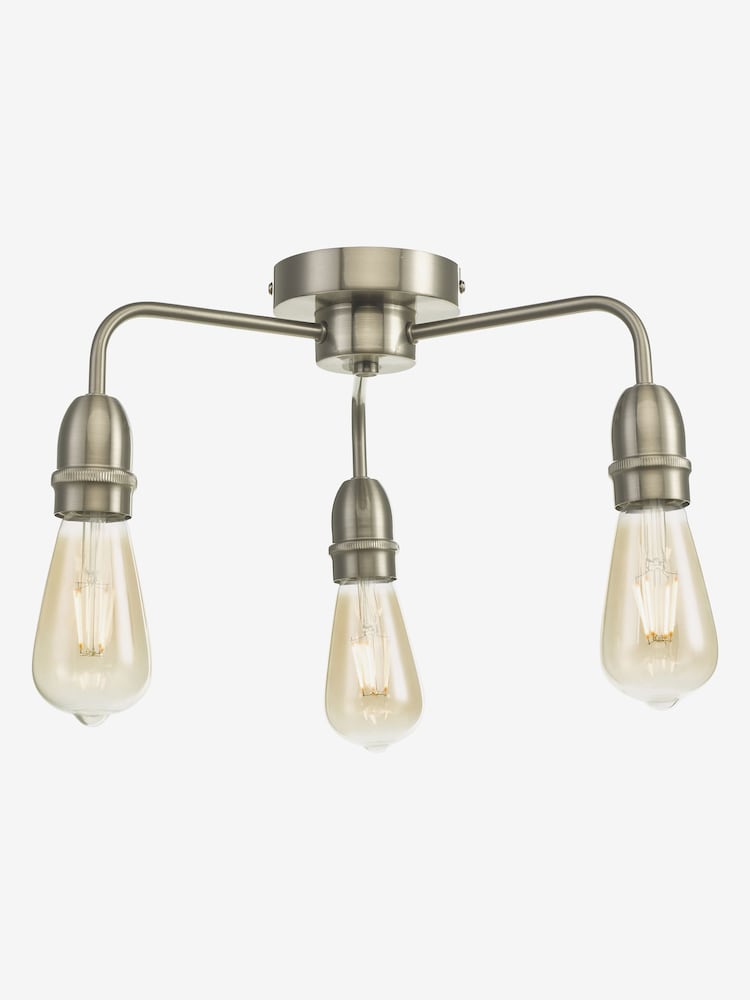 Dar Lighting Chrome Kiefer 3 Light Flush Ceiling Light - Image 1 of 3