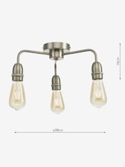 Dar Lighting Chrome Kiefer 3 Light Flush Ceiling Light - Image 2 of 3