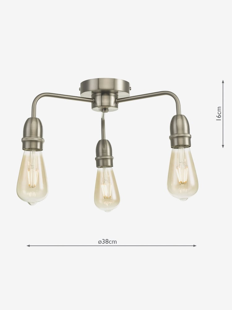 Dar Lighting Chrome Kiefer 3 Light Flush Ceiling Light - Image 2 of 3