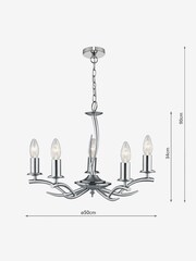 Dar Lighting Chrome Elka 5 Light Pendant Ceiling Light - Image 4 of 4
