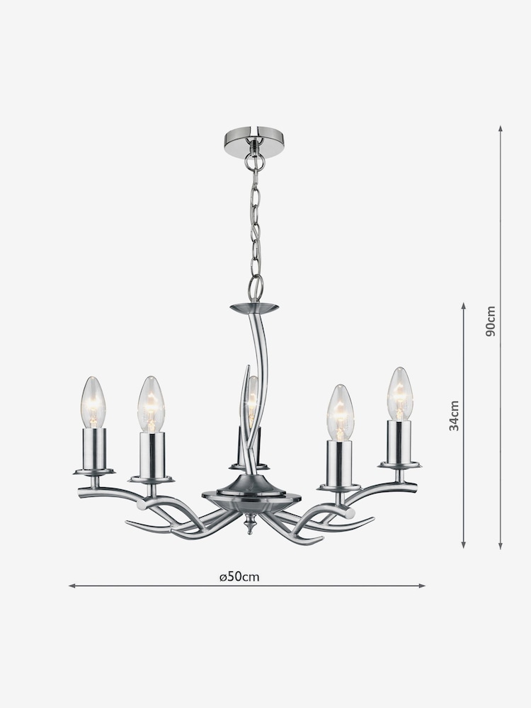 Dar Lighting Chrome Elka 5 Light Pendant Ceiling Light - Image 4 of 4
