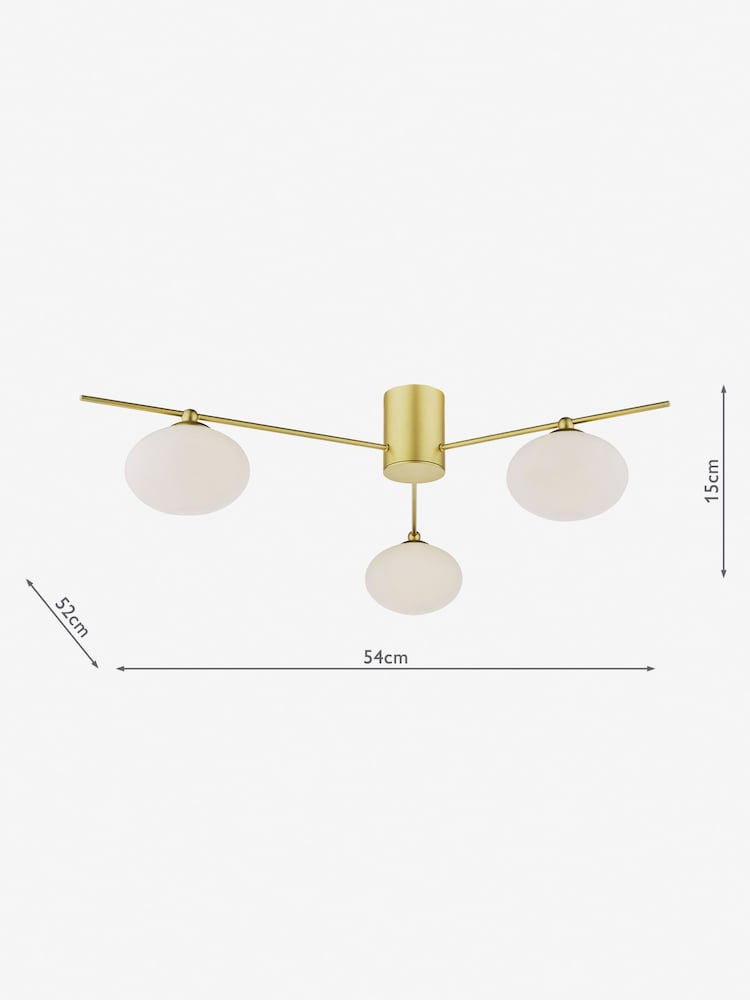 Dar Lighting Gold Jasper 3 Light Flush Ceiling Light - Image 2 of 5