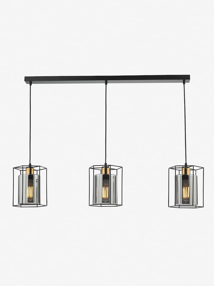 Dar Lighting Black Tatum 3 Light Bar Pendant Ceiling Light - Image 1 of 5