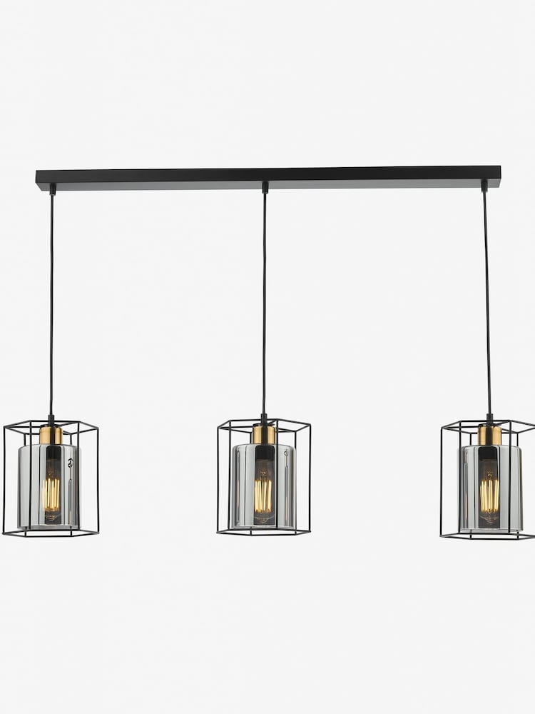 Dar Lighting Black Tatum 3 Light Bar Pendant Ceiling Light - Image 2 of 5