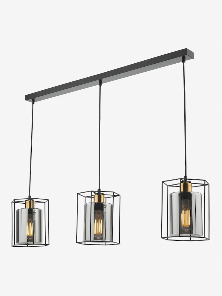 Dar Lighting Black Tatum 3 Light Bar Pendant Ceiling Light - Image 5 of 5