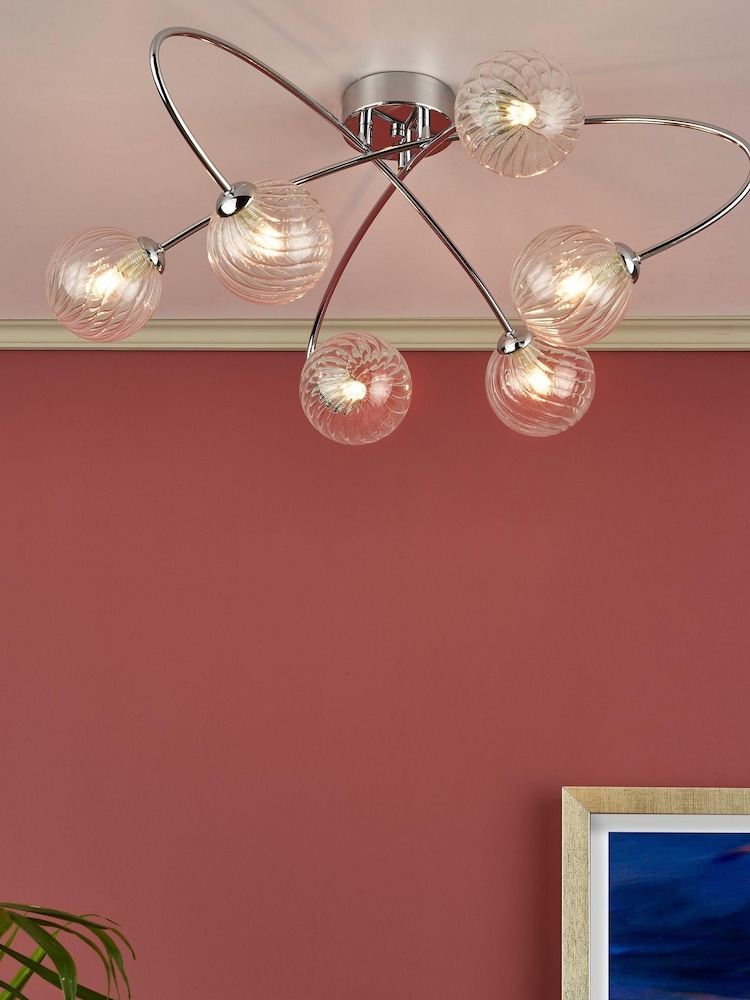 Dar Lighting Chrome Etta 6 Light Semi Flush Ceiling Light - Image 1 of 5