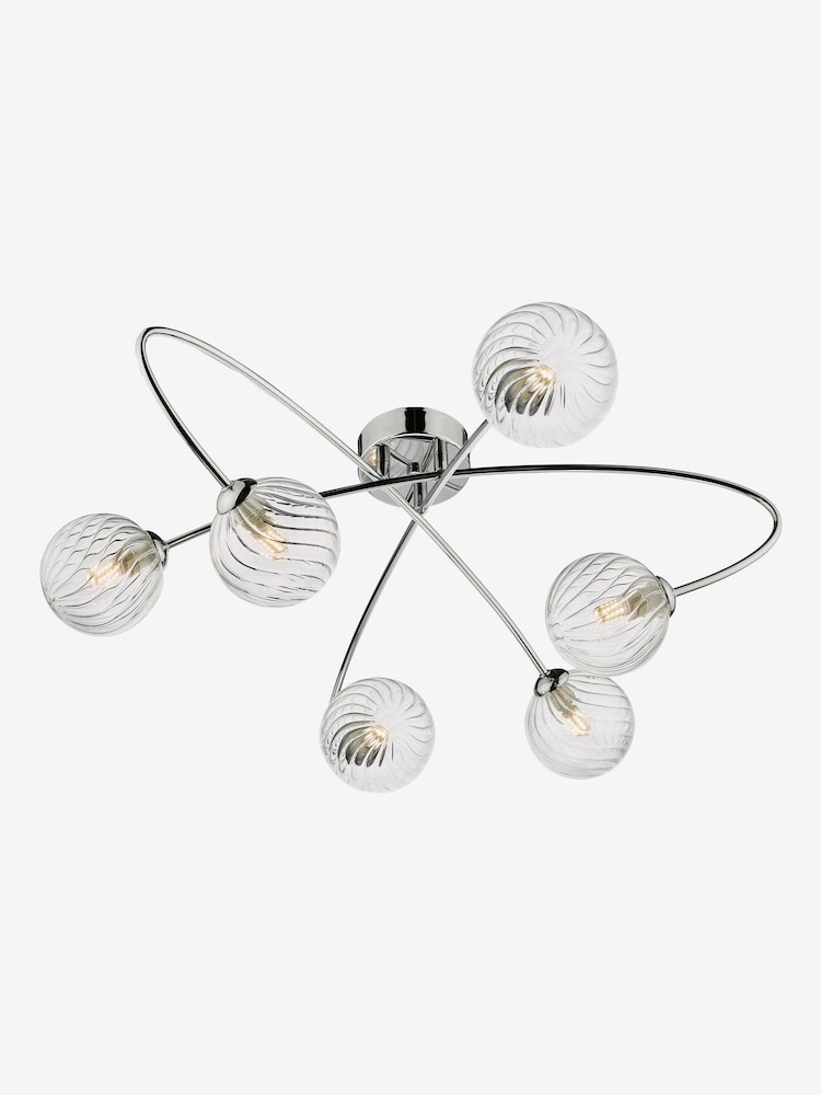 Dar Lighting Chrome Etta 6 Light Semi Flush Ceiling Light - Image 2 of 5