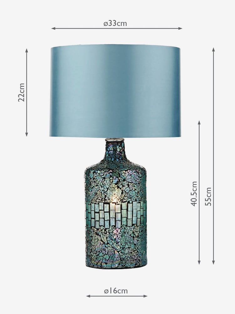 Dar Lighting Blue Guru Table Lamp Mosaic Dual Source With Shade - Image 2 of 2