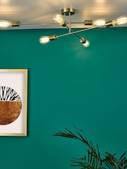 Dar Lighting Brass Neve 6 Light Flush Ceiling Light - Image 1 of 5