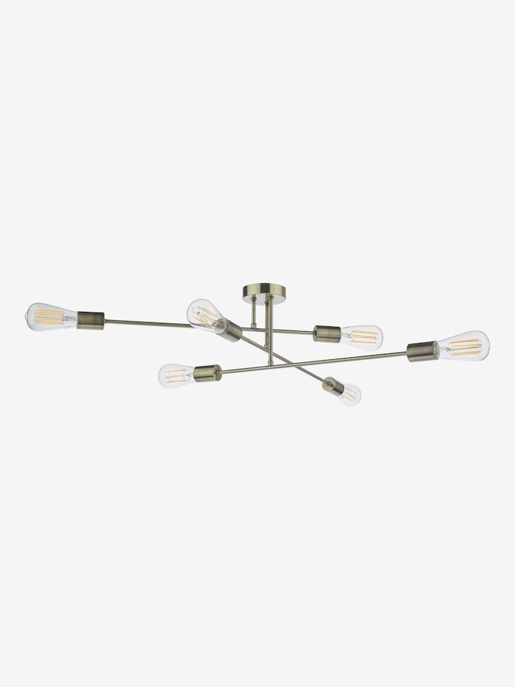Dar Lighting Brass Neve 6 Light Flush Ceiling Light - Image 2 of 5