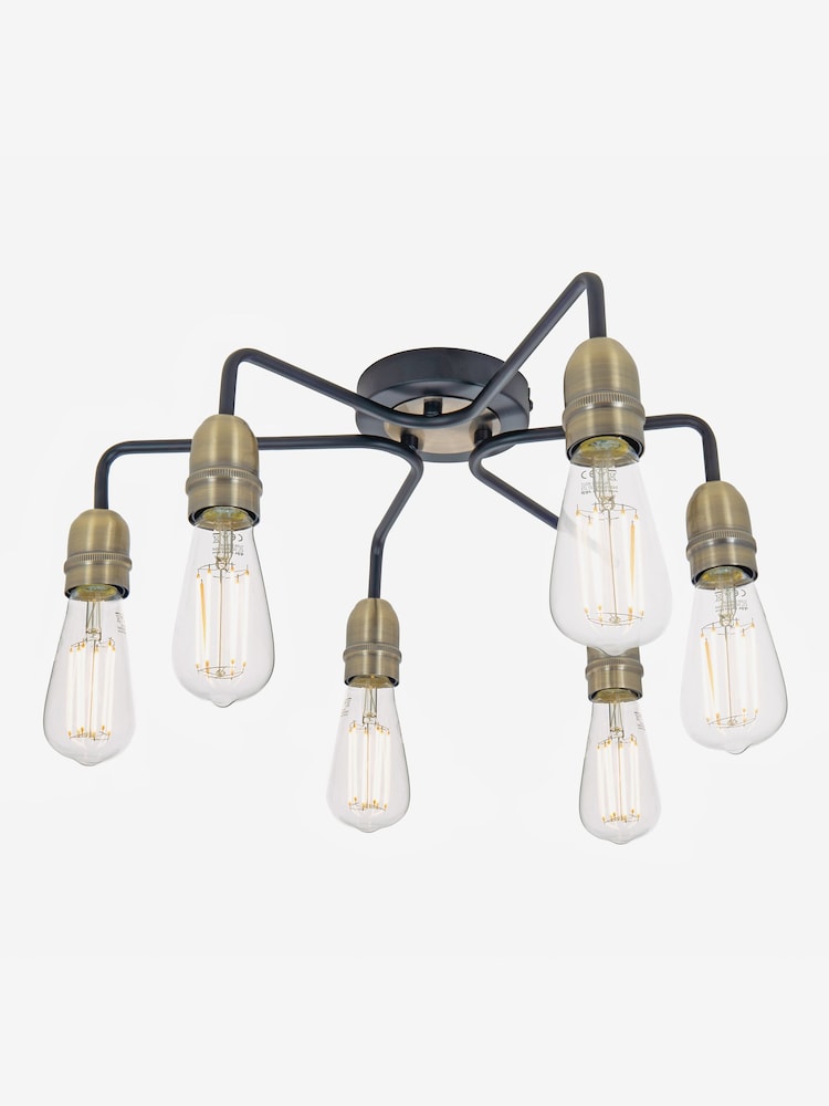 Dar Lighting Black Kiefer 6 Light Flush Ceiling Light - Image 1 of 2