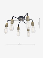 Dar Lighting Black Kiefer 6 Light Flush Ceiling Light - Image 2 of 2