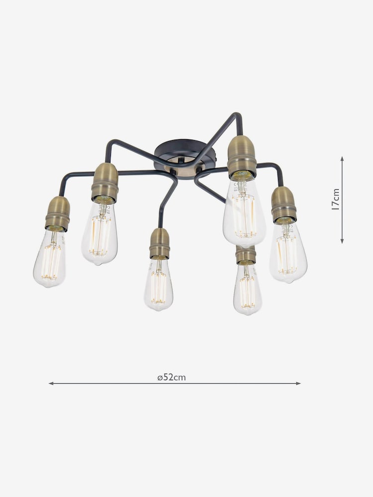 Dar Lighting Black Kiefer 6 Light Flush Ceiling Light - Image 2 of 2