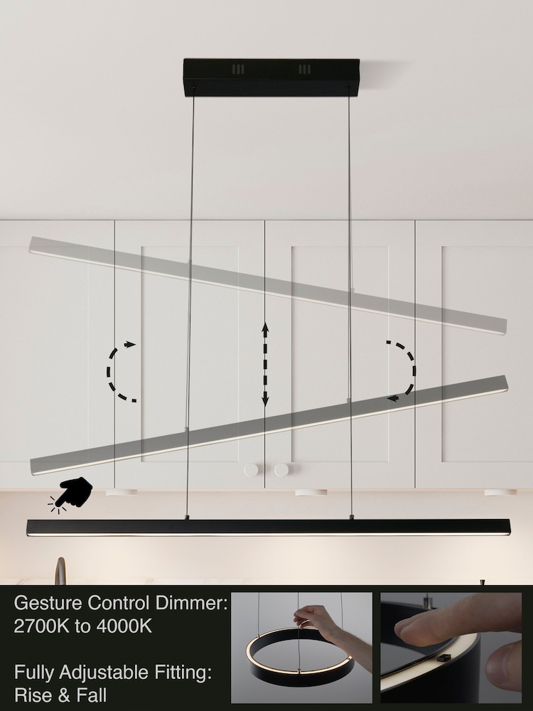 Searchlight Black Stella Gesture Control Bar Pendant Ceiling Light - Image 1 of 4