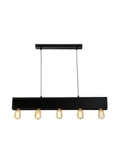 Searchlight Black Noir 5 Light Diner Bar Pendant Ceiling Light - Image 2 of 4