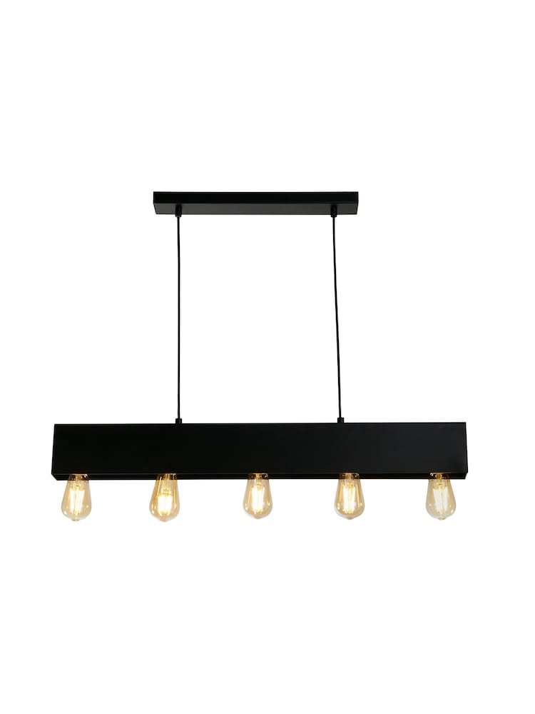 Searchlight Black Noir 5 Light Diner Bar Pendant Ceiling Light - Image 2 of 4