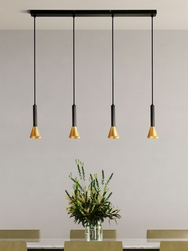 Searchlight Black Helenium 4 Light Bar Pendant Ceiling Light - Image 1 of 4