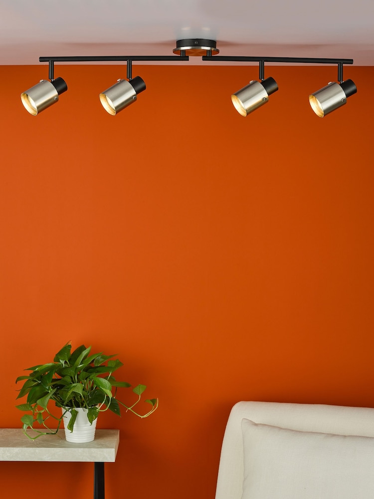 Dar Lighting Chrome Ryan 4 Light Bar Spotlight - Image 1 of 5 Dar Lighting Chrome Ryan 4 Light Bar Spotlight - Image 1 of 5