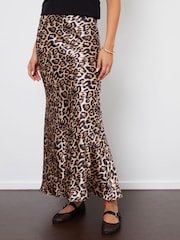 Threadbare Leopard Maxi Satin Slip Skirt - Image 2 of 5
