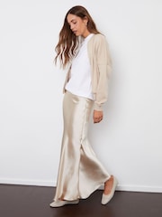 Threadbare Champagne Maxi Satin Slip Skirt - Image 3 of 5