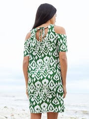 Threadbare Green Mini Cold Shoulder Shift Dress - Image 3 of 4