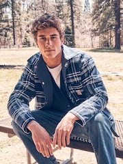 Wrangler Blue Casey Reversible Check 100% Cotton Shacket - Image 1 of 9
