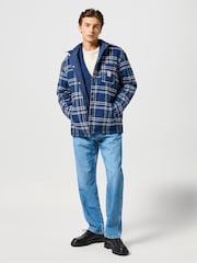 Wrangler Blue Casey Reversible Check 100% Cotton Shacket - Image 3 of 9