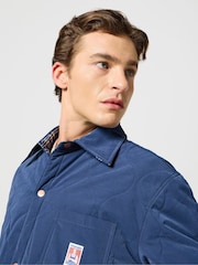 Wrangler Blue Casey Reversible Check 100% Cotton Shacket - Image 6 of 9