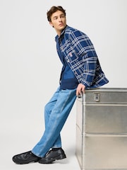 Wrangler Blue Casey Reversible Check 100% Cotton Shacket - Image 7 of 9